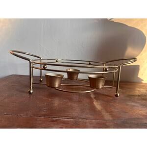 Vintage Gold Brass Round Casserole Dish Warmer